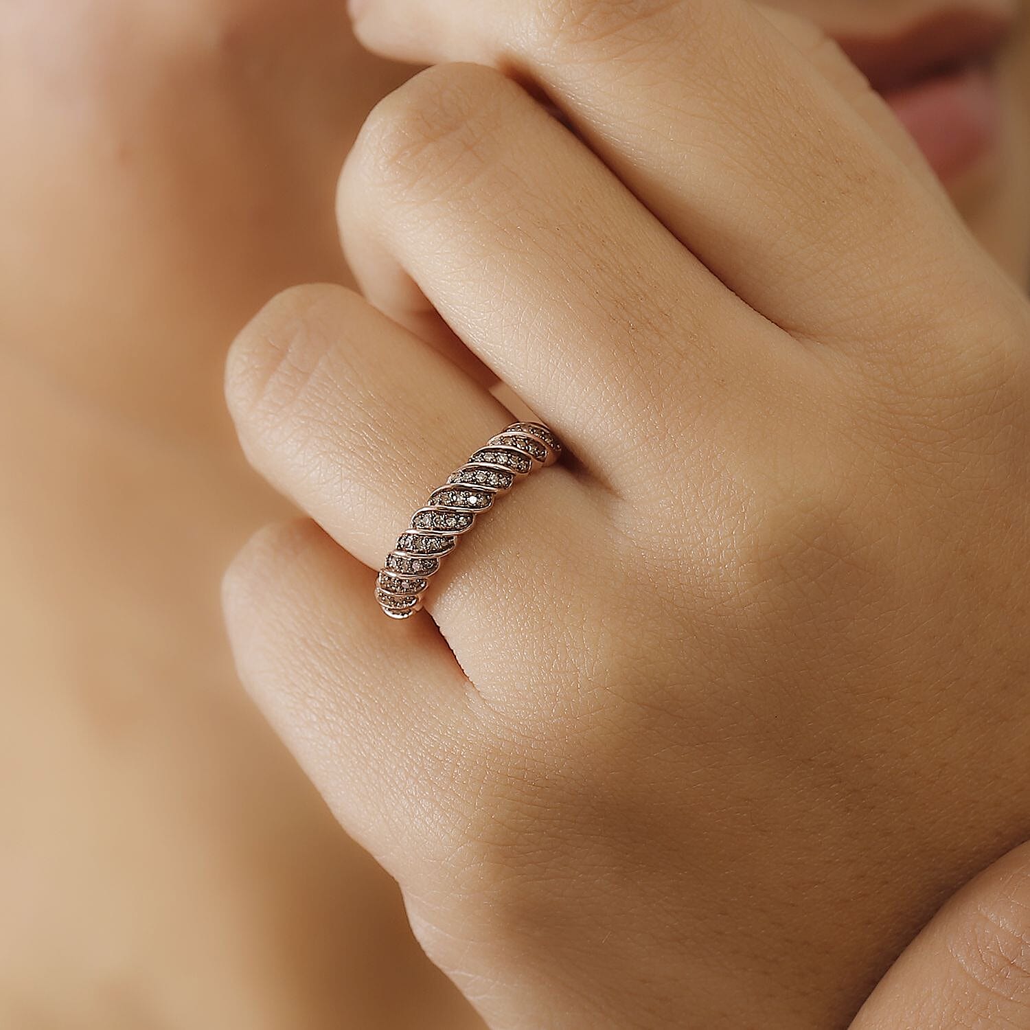 Diamond Band Ring in Rhodium Overlay Sterling Silver