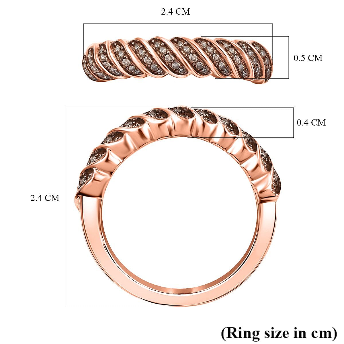 Diamond Band Ring in Rhodium Overlay Sterling Silver