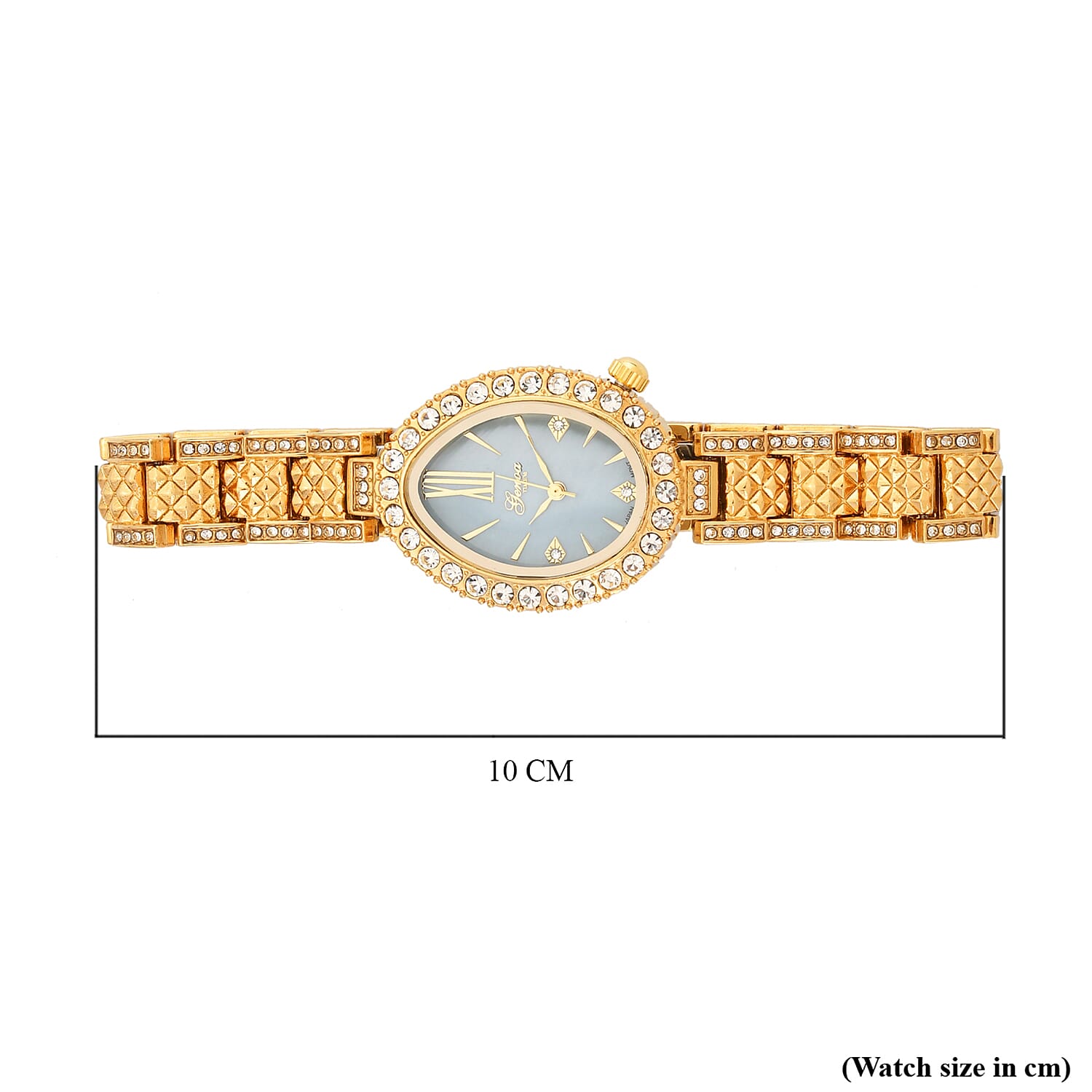 GENOA TIME V2 Miyota 2035 Japan Movement 3ATM Water Resistant White Crystal & Green MOP Dial Watch with Gold Colour Carving Strap