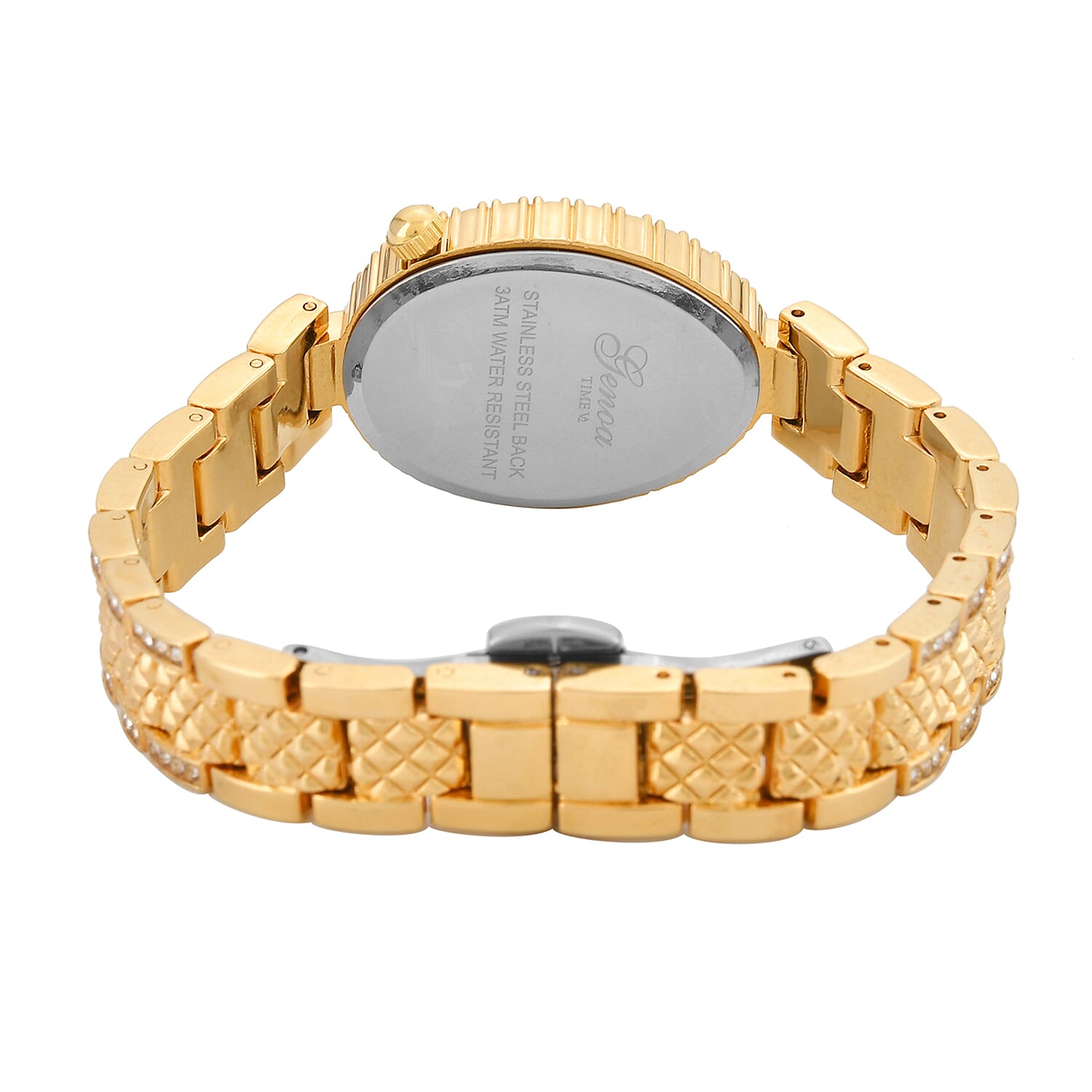 GENOA TIME V2 Miyota 2035 Japan Movement 3ATM Water Resistant White Crystal & Green MOP Dial Watch with Gold Colour Carving Strap