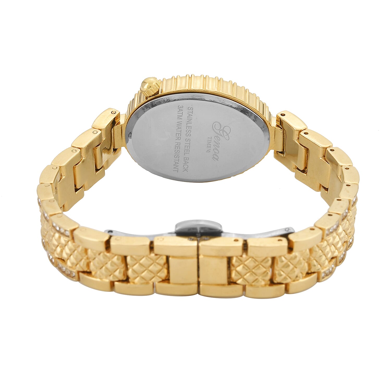 GENOA TIME V2 Miyota 2035 Japan Movement 3ATM Water Resistant White Crystal & Green MOP Dial Watch with Gold Colour Carving Strap