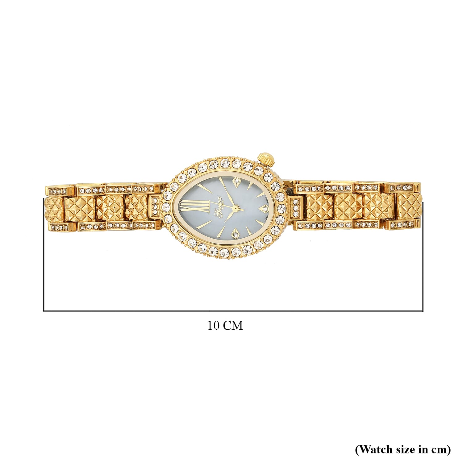 GENOA TIME V2 Miyota 2035 Japan Movement 3ATM Water Resistant White Crystal & Green MOP Dial Watch with Gold Colour Carving Strap