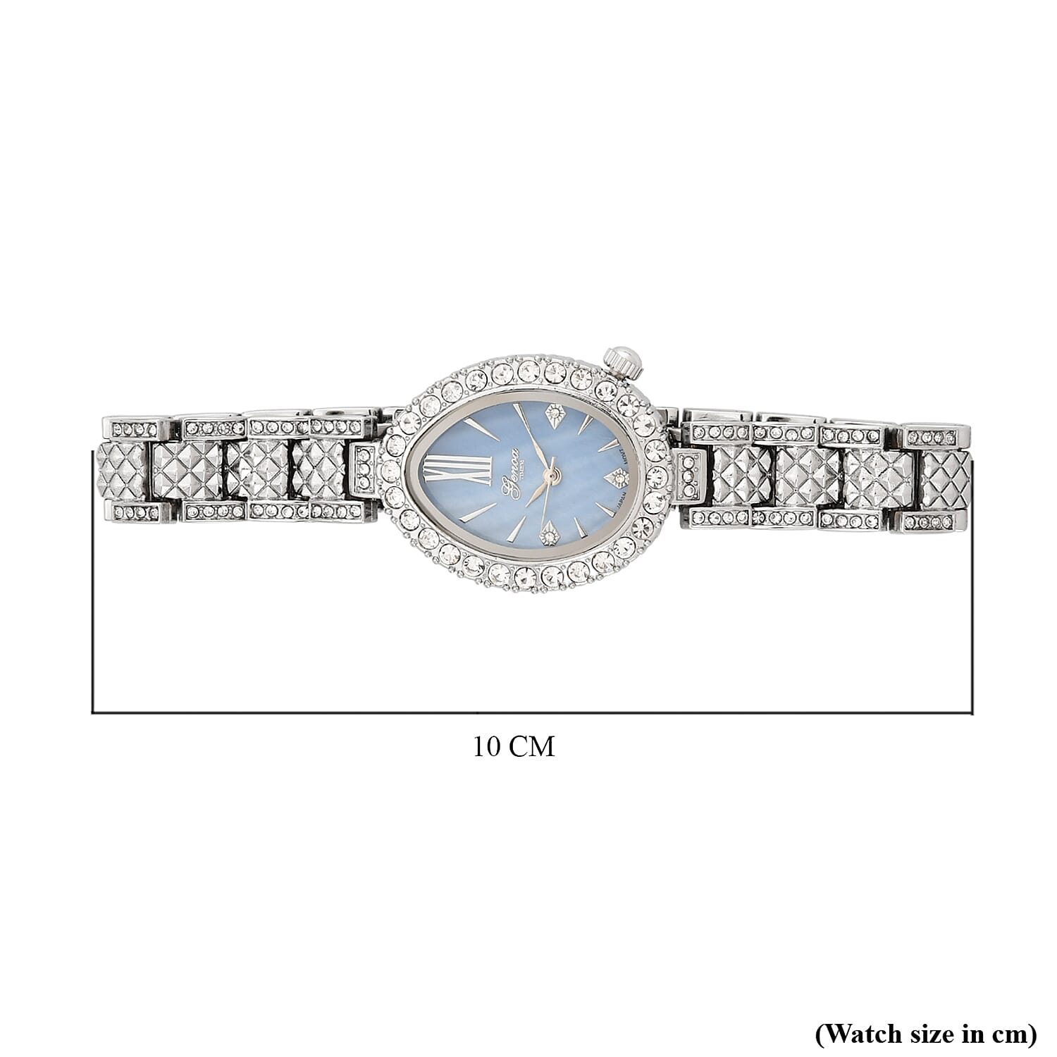 GENOA TIME V2 Miyota 2035 Japan Movement 3ATM Water Resistant White Crystal & Blue MOP Dial Watch with Silver Colour Carving Strap