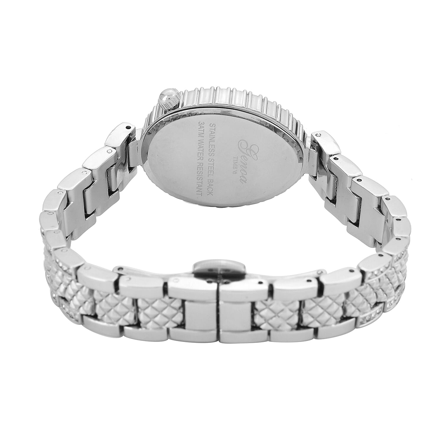 GENOA TIME V2 Miyota 2035 Japan Movement 3ATM Water Resistant White Crystal & Blue MOP Dial Watch with Silver Colour Carving Strap