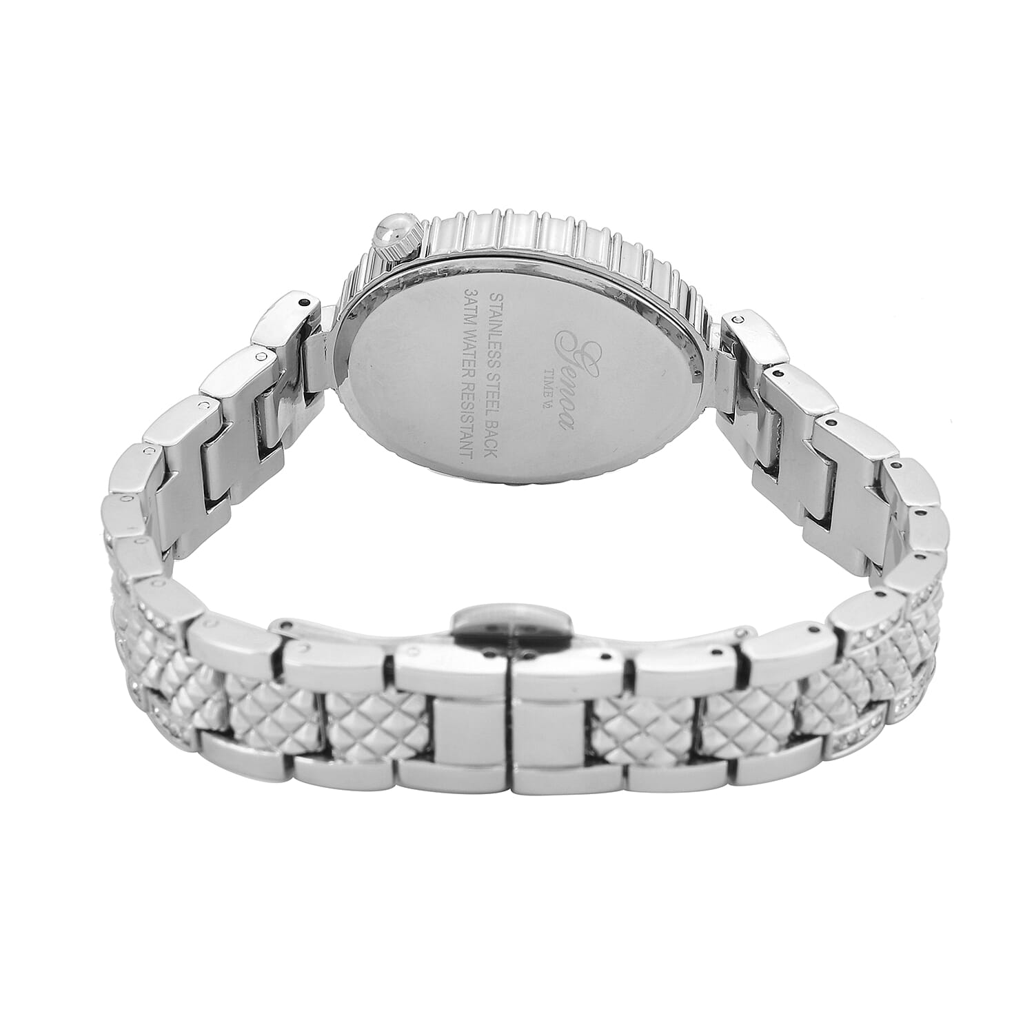 GENOA TIME V2 Miyota 2035 Japan Movement 3ATM Water Resistant White Crystal & Blue MOP Dial Watch with Silver Colour Carving Strap GENOA TIME V2 Miyota 2035 Japan Movement 3ATM Water Resistant White Crystal & Blue MOP Dial Watch with Silver Colour Carving Strap