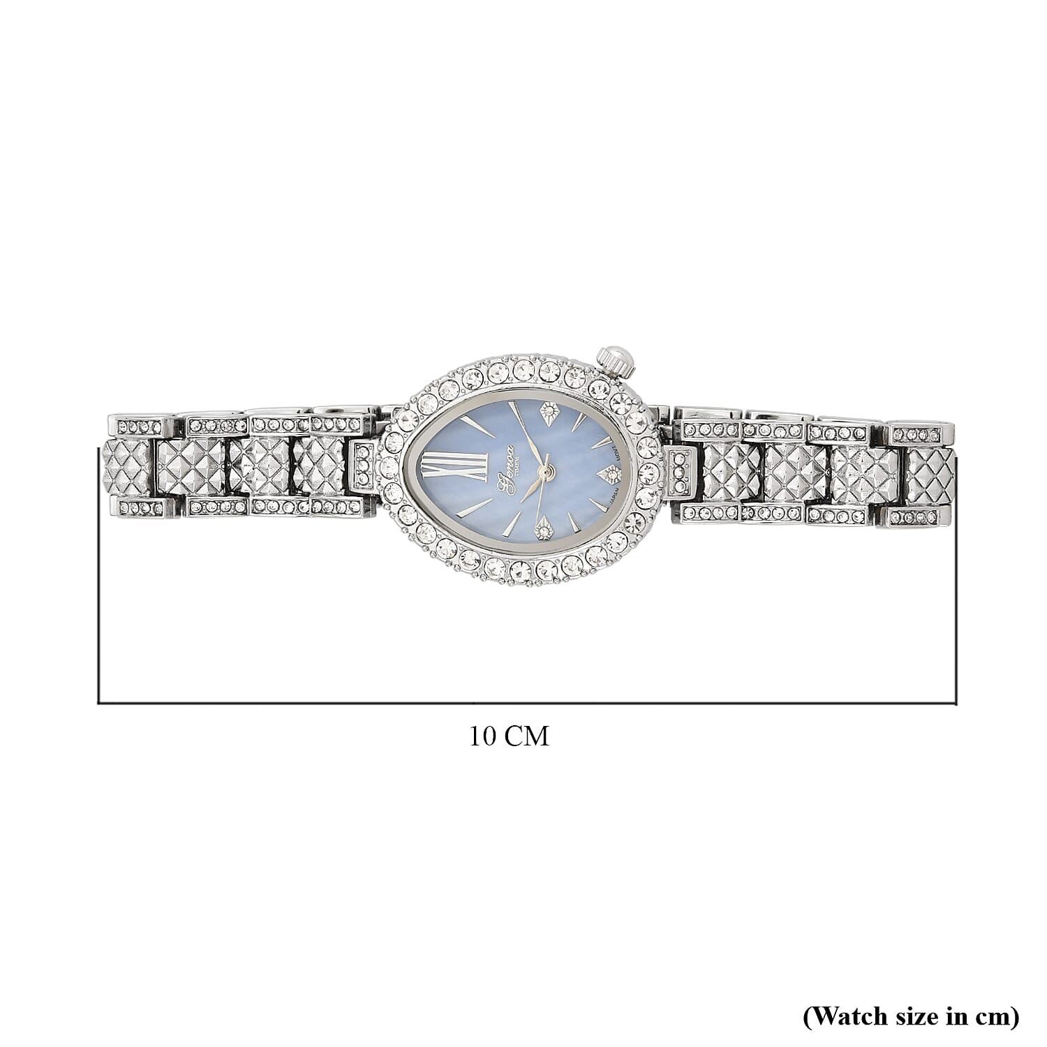 GENOA TIME V2 Miyota 2035 Japan Movement 3ATM Water Resistant White Crystal & Blue MOP Dial Watch with Silver Colour Carving Strap GENOA TIME V2 Miyota 2035 Japan Movement 3ATM Water Resistant White Crystal & Blue MOP Dial Watch with Silver Colour Carving Strap