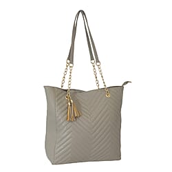 Nicole Leatherette Tote Bag - Grey