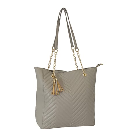 Nicole Brown PU Tote Bag - Grey