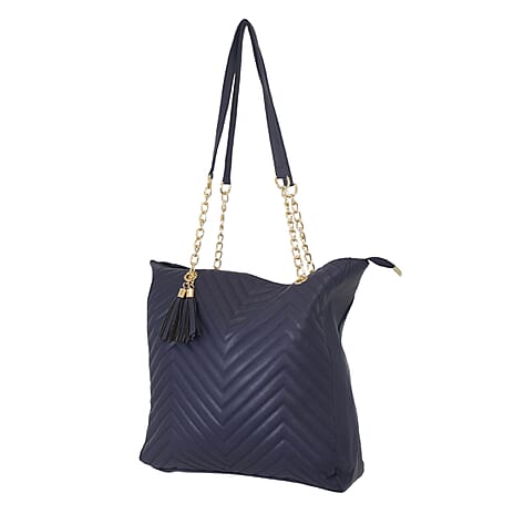 Nicole Brown PU Tote Bag - Navy