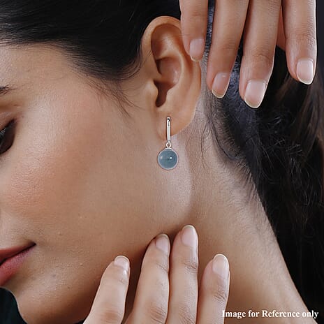 Very Rare- Natural Type A Olmec Jadeite Earrings in Rhodium Overlay Sterling Silver 35.00 ct