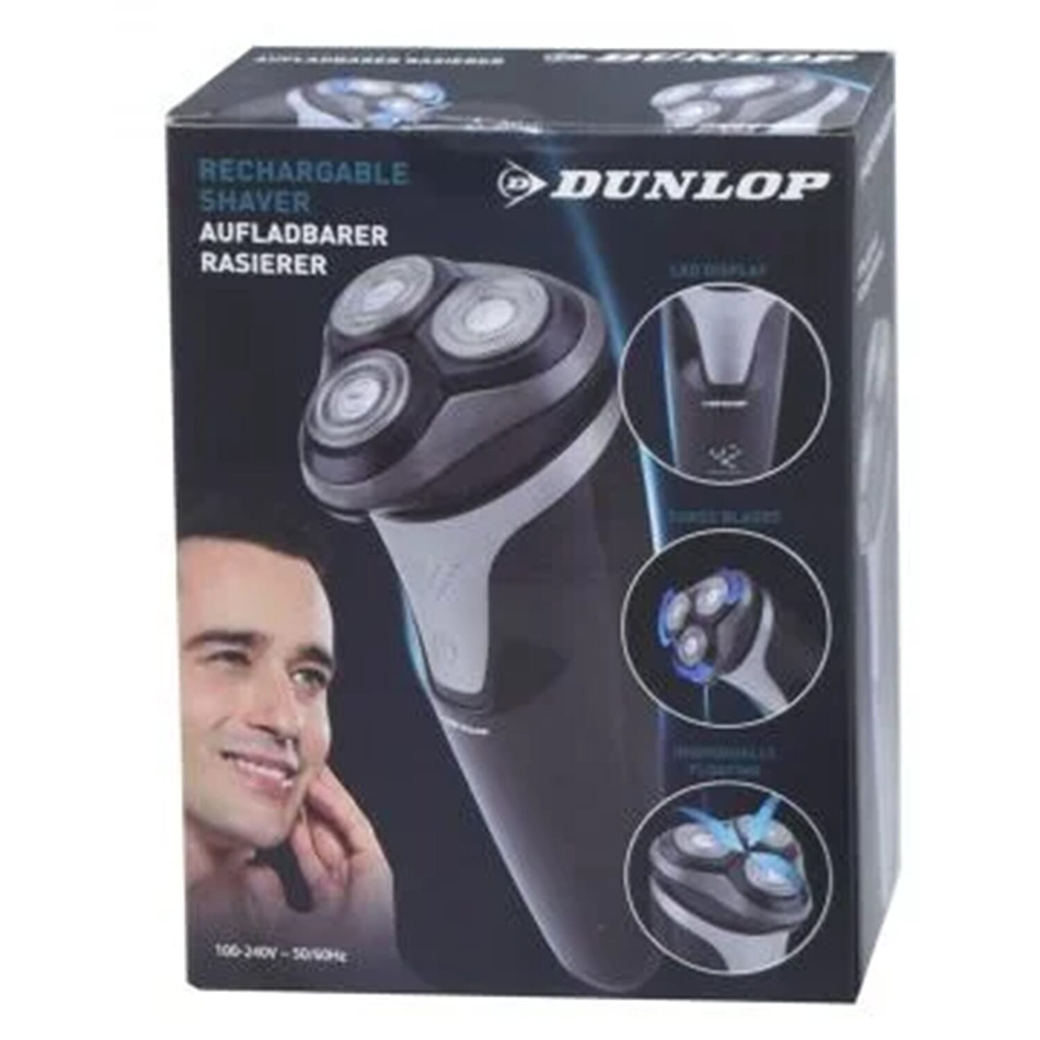 Dunlop-Electric-Male-Shaver-with-3-Rechargeable-Heads