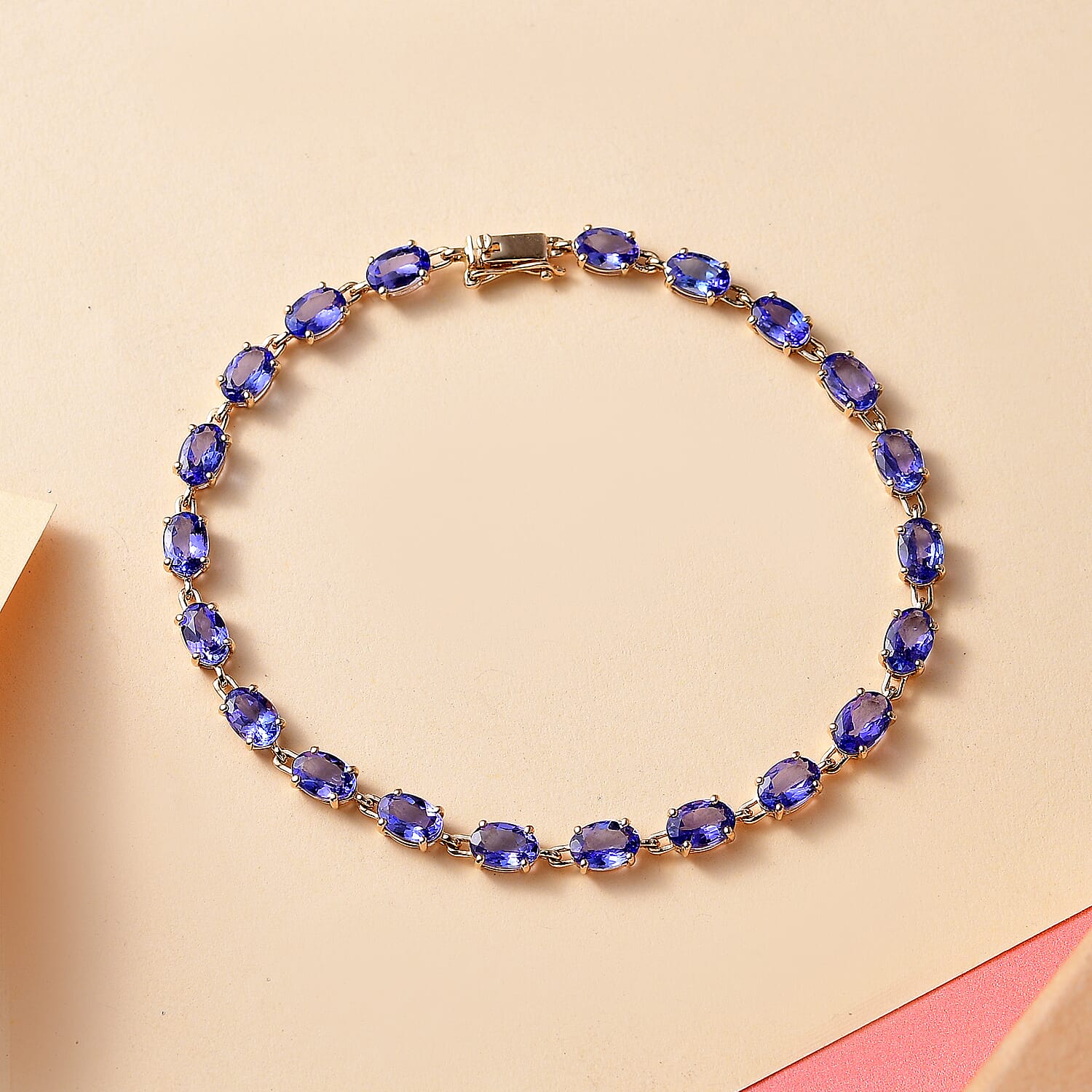 10K good GOLD TANZANITE BRACELET #A354