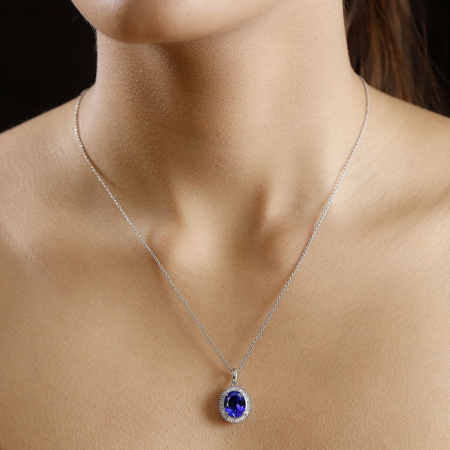 RHAPSODY 950 Platinum AAAA Tanzanite & White Diamond VS-E-F Pendant 4.08 Ct. RHAPSODY 950 Platinum AAAA Tanzanite & White Diamond VS-E-F Pendant 4.08 Ct.