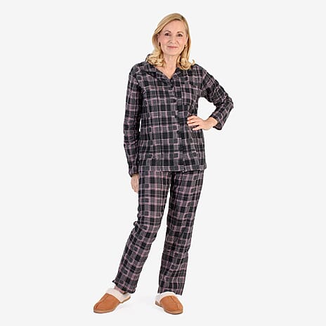 Flannel Check Loungwear  - Black & Black