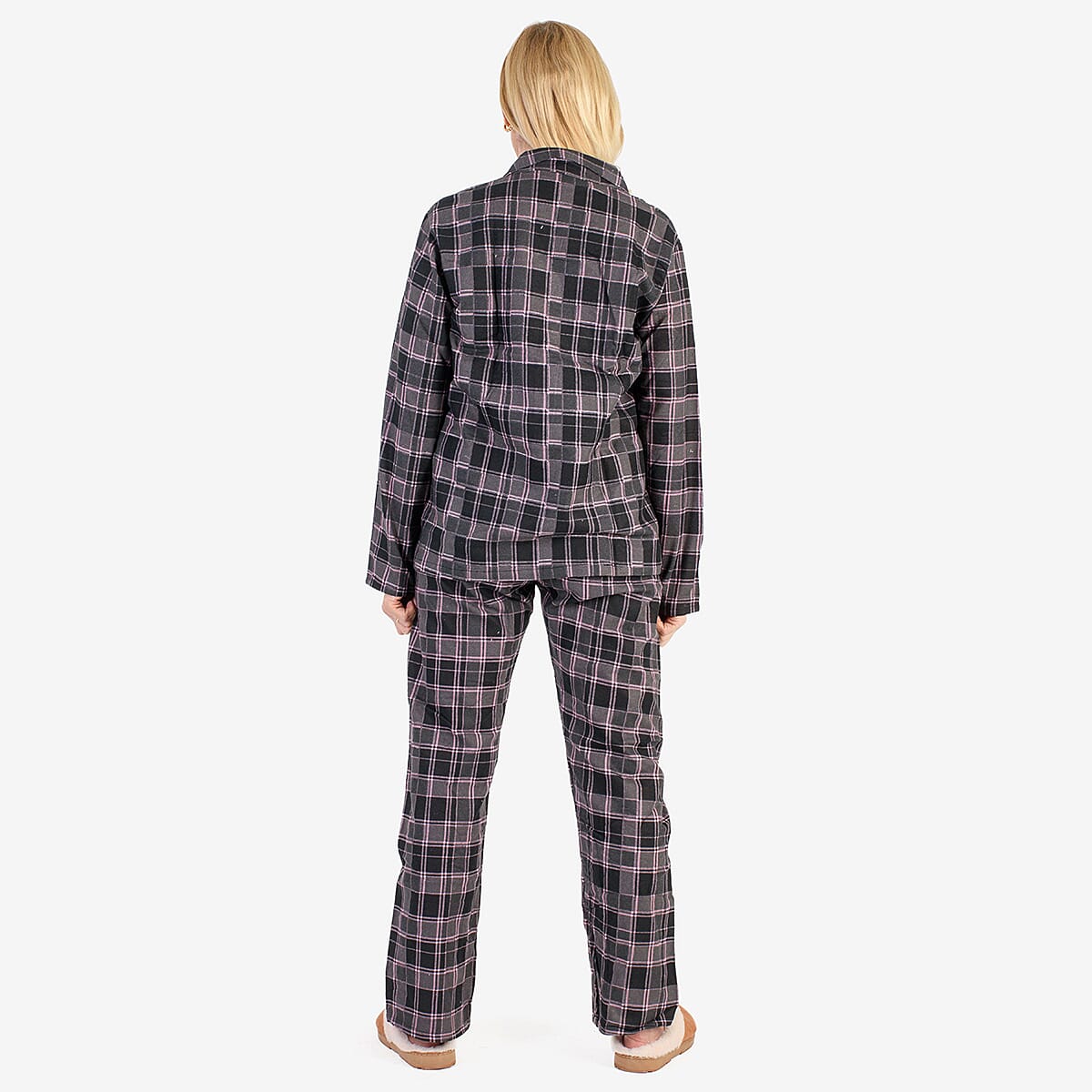 Flannel Check Loungwear  - Black & Black