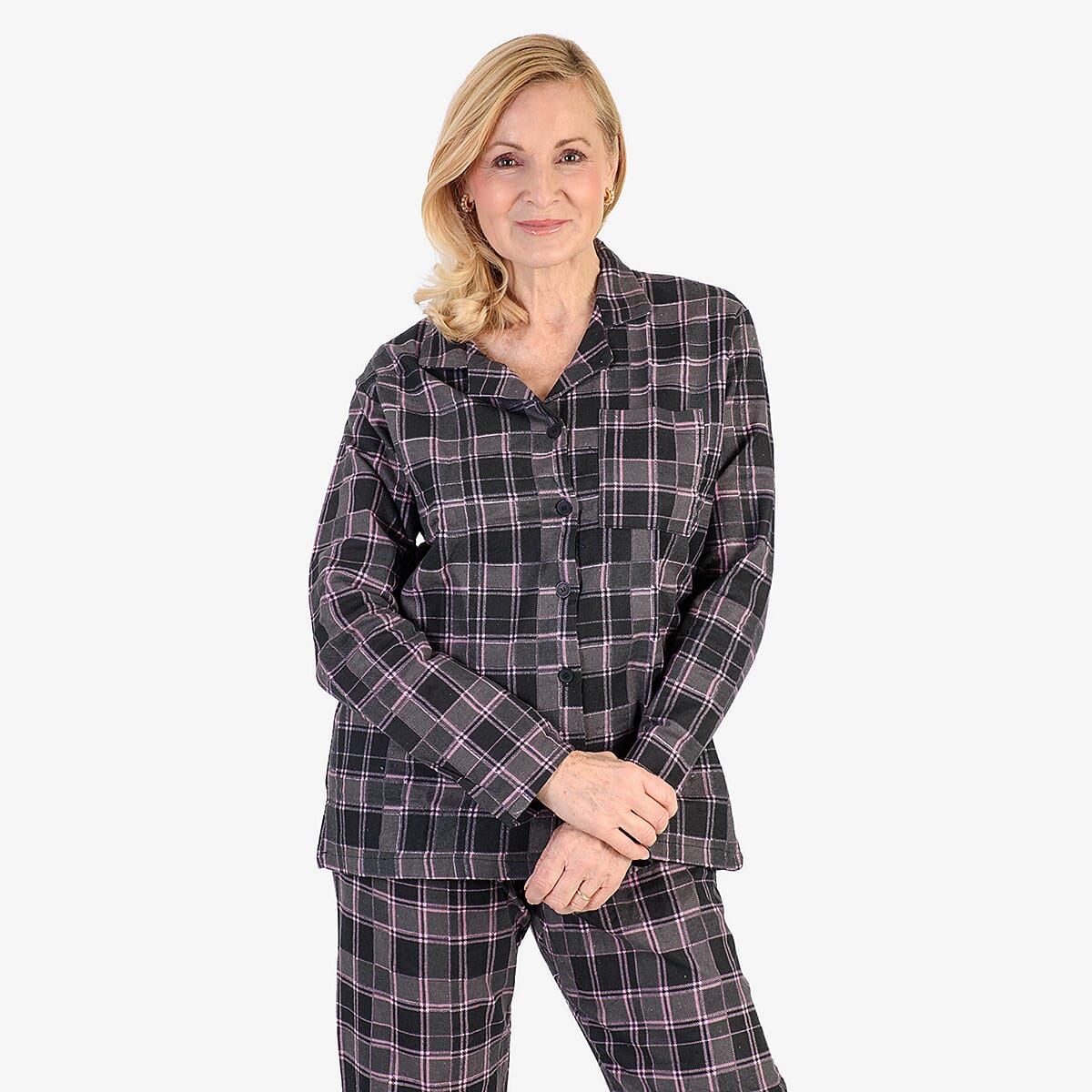 Flannel Check Loungwear  - Black & Black