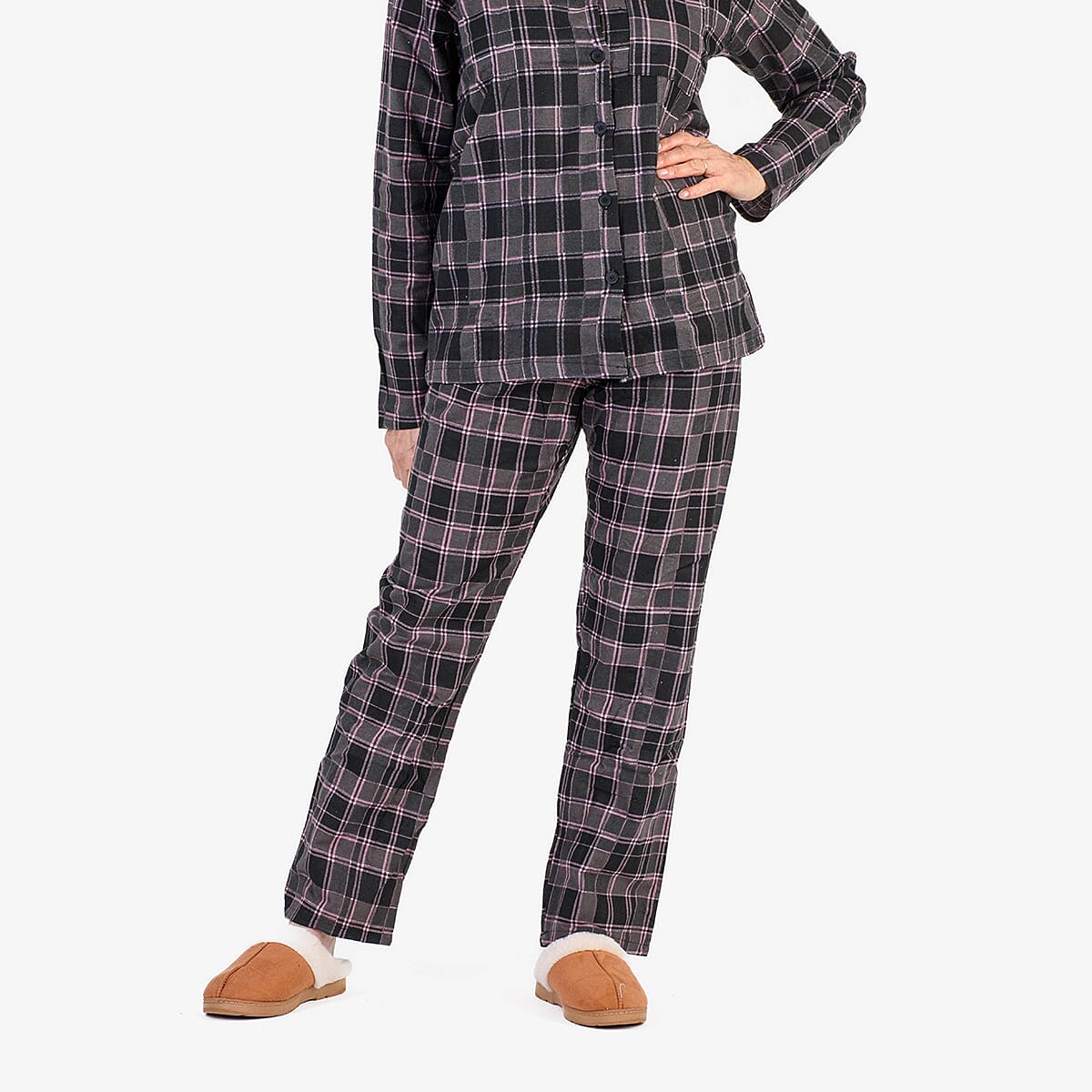 Flannel Check Loungwear  - Black & Black