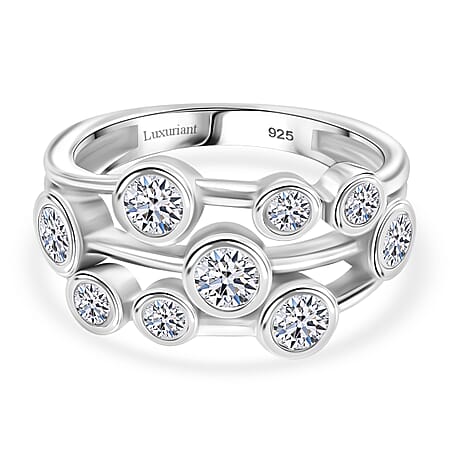 LUXURIANT 1 Ct. Lab Grown Diamond Cluster Ring in Rhodium Sterling Silver