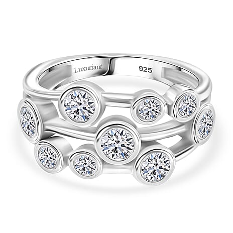 Luxuriant Diamond Lab Grown Diamond (SI-GH) Bubble Ring in Rhodium Overlay Sterling Silver 1.00 Ct.