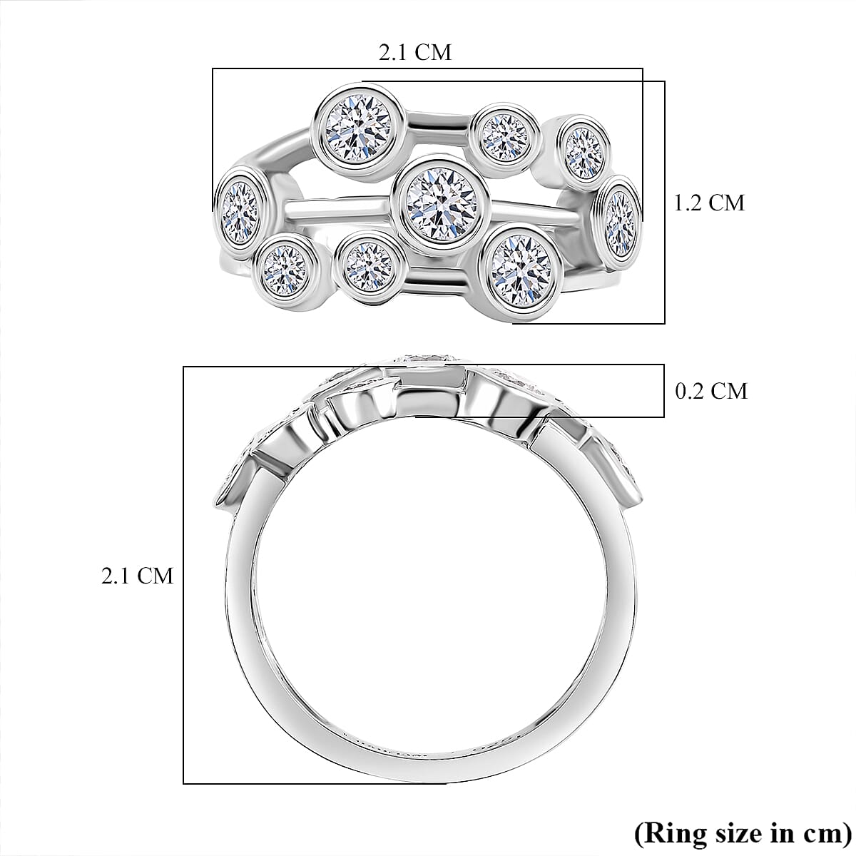 Luxuriant Diamond Lab Grown Diamond (SI-GH) Bubble Ring in Rhodium Overlay Sterling Silver 1.00 Ct. Luxuriant Diamond Lab Grown Diamond (SI-GH) Bubble Ring in Rhodium Overlay Sterling Silver 1.00 Ct.
