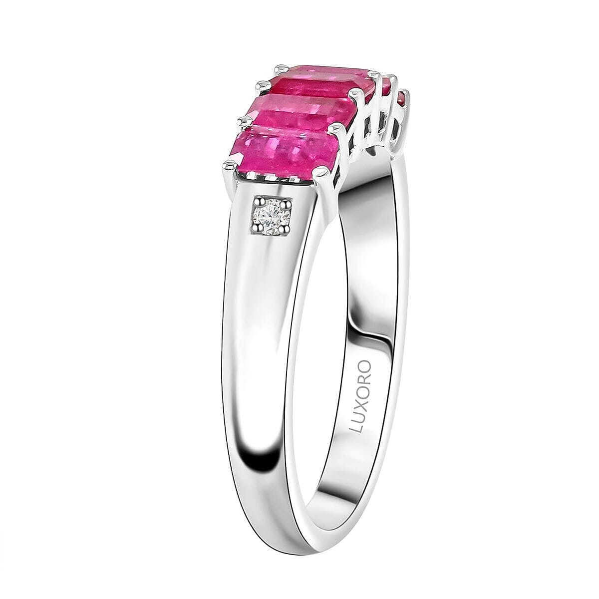 Luxoro  14K W Gold  AAA   Mozambique Ruby ,  White Diamond  I2 Ring 1.55 ct,  Gold Wt. 3.75 Gms  1.550  Ct.