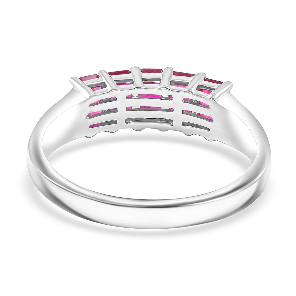 Luxoro  14K W Gold  AAA   Mozambique Ruby ,  White Diamond  I2 Ring 1.55 ct,  Gold Wt. 3.75 Gms  1.550  Ct.