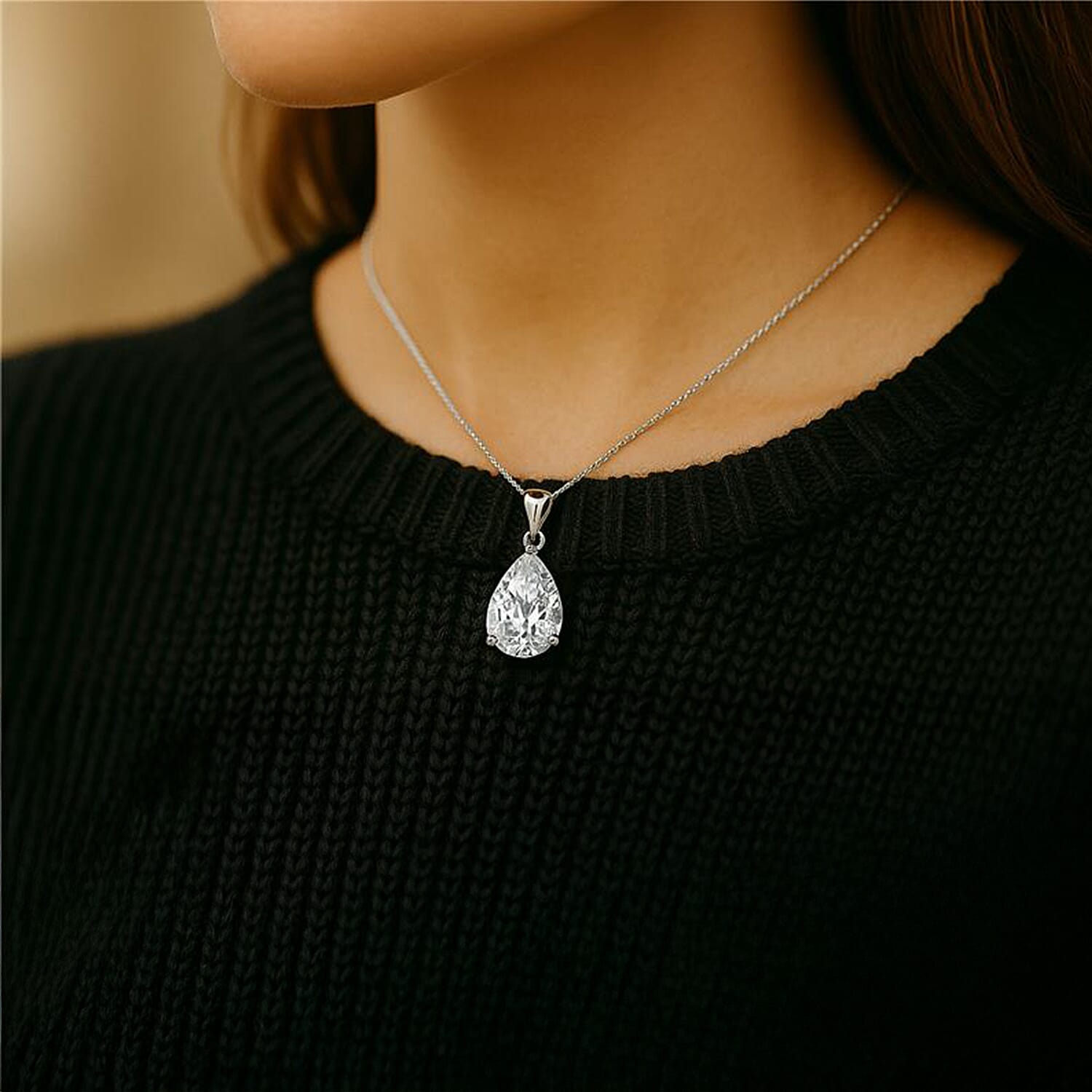 First Time Ever - Luxuriant Diamond 950 Platinum IGI Certified VS-G Pear Cut Lab Grown Diamond Pendant 5.01 Ct.