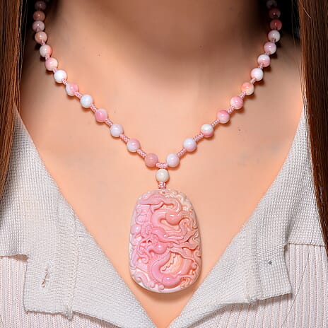 Lowest Ever Price- Extremely Rare - Queen Conch Shell Carved Dragon Necklace (Size - 18) With Lobster Clasp in Yellow Gold Plated Sterling Silver 275.0 Ct.