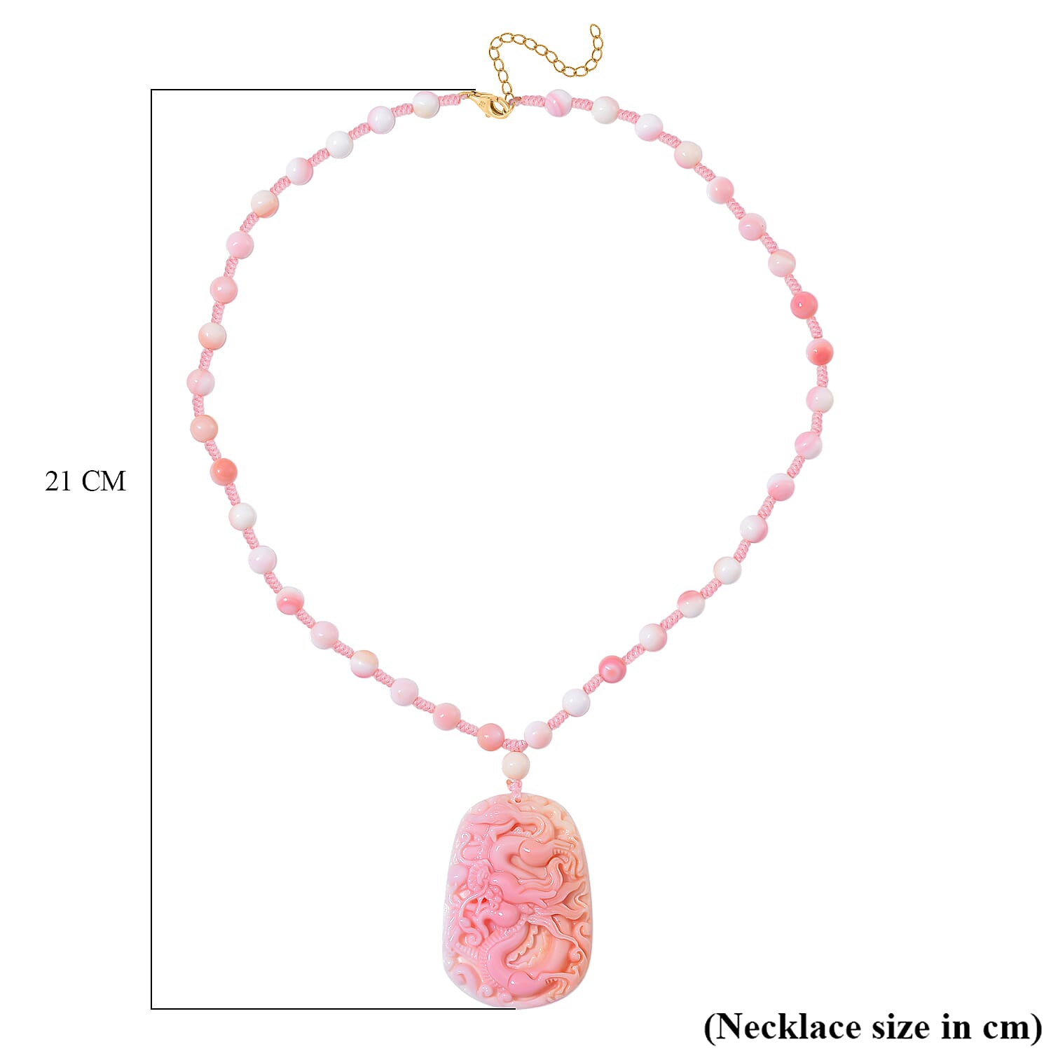 Extremely Rare - Queen Conch Shell Carved Dragon Necklace (Size - 18) With Lobster Clasp in Yellow Gold Plated Sterling Silver 275.0 Ct. Extremely Rare - Queen Conch Shell Carved Dragon Necklace (Size - 18) With Lobster Clasp in Yellow Gold Plated Sterling Silver 275.0 Ct.