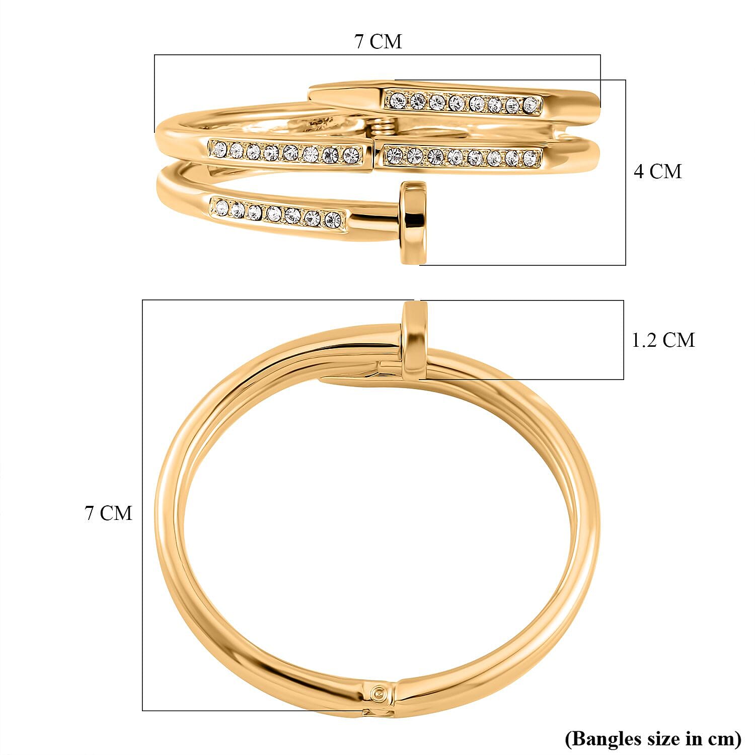 Openable Angle Designer Inspired-White Crystal Openable Bangle (Size - 7.5) - 7976043 ...