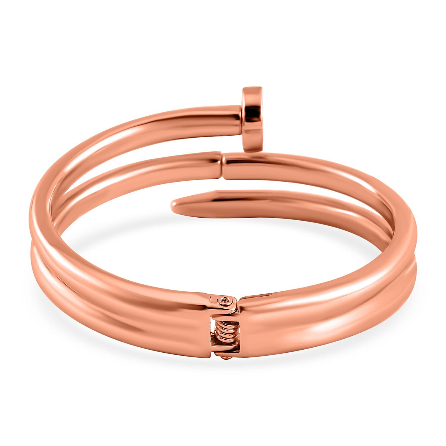 Openable Angle Designer Inspired-White Crystal Openable Bangle (Size - 7.5) in Rose ...