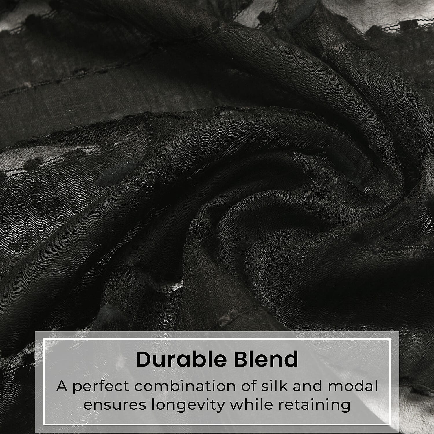 30% Silk and Modal Printed Scarf (Size - One Size) - Black