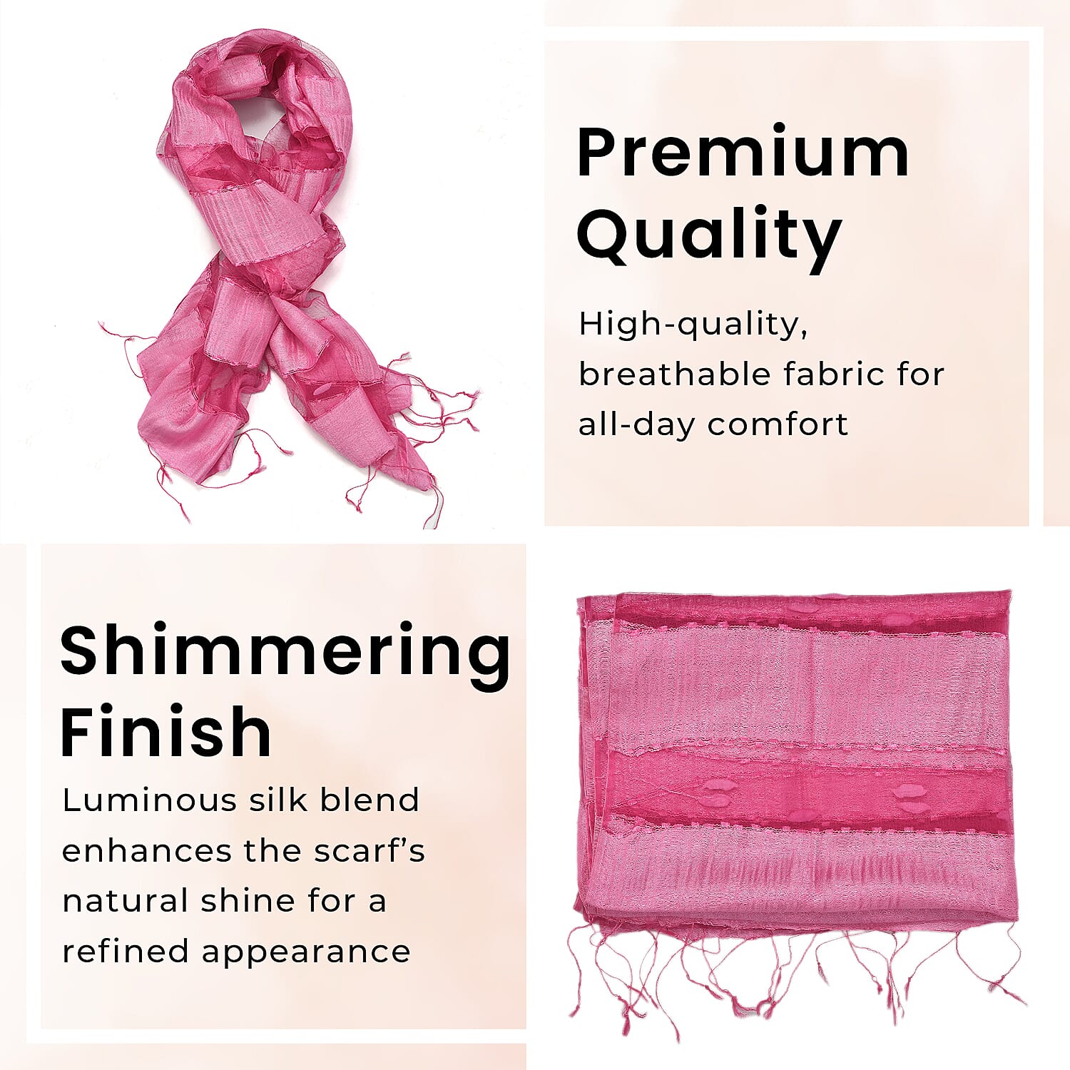 30% Silk and Modal Printed Scarf (Size - One Size) - Light Purple