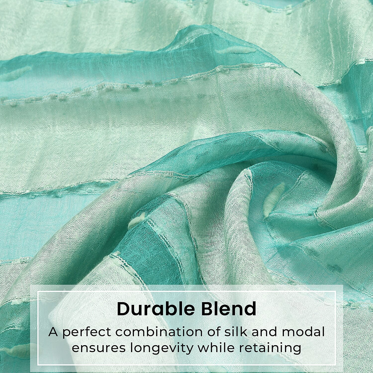 30% Silk and Modal Printed Scarf (Size - One Size) - Aqua