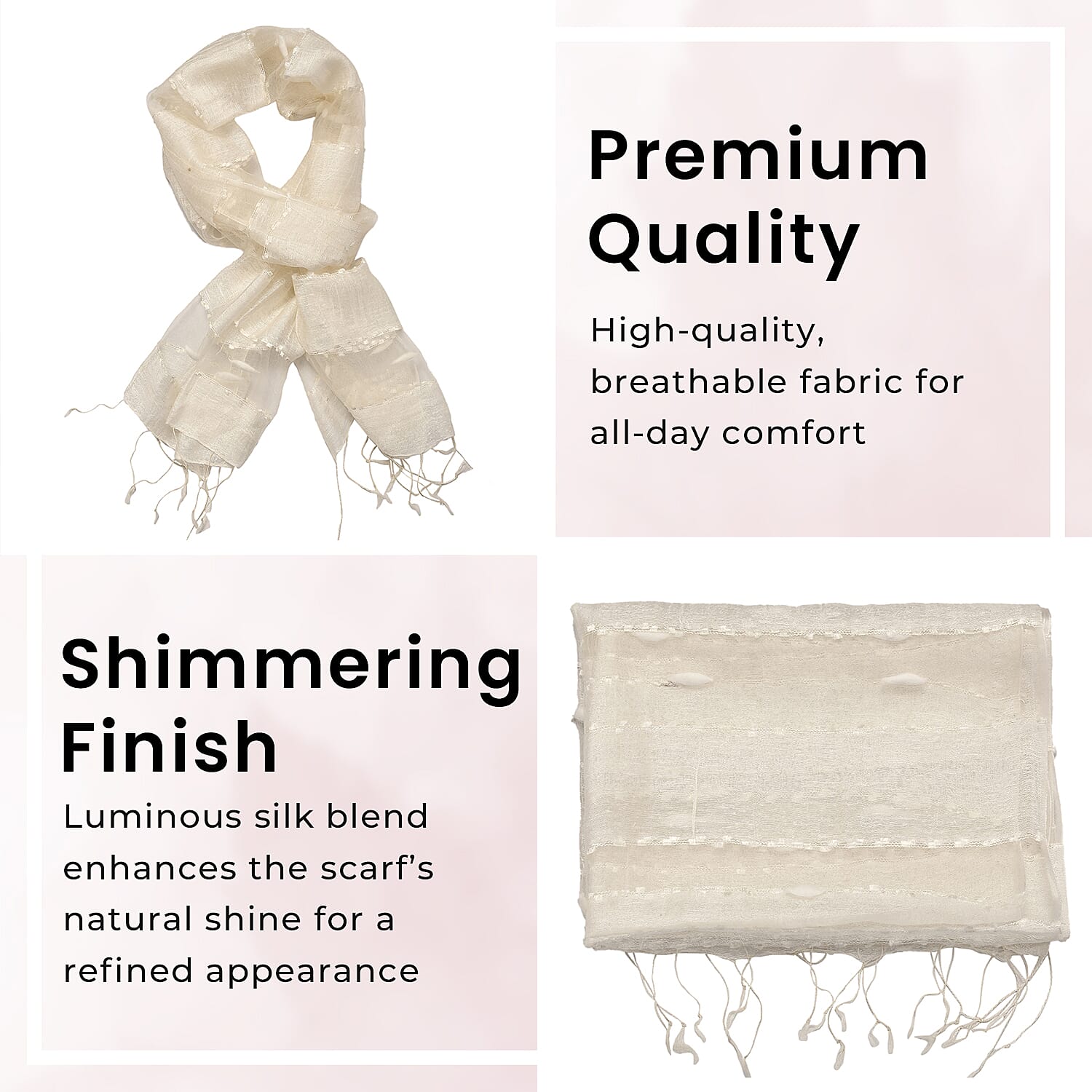 30% Silk and Modal Printed Scarf (Size - One Size) - White