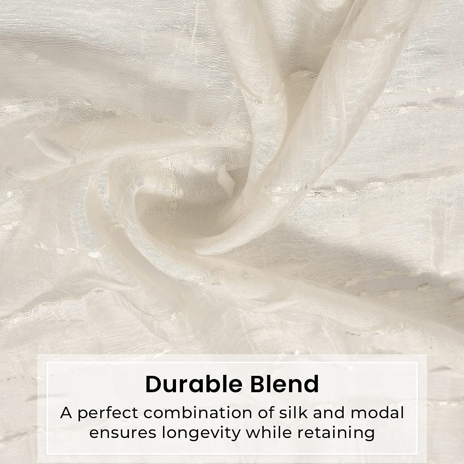 30% Silk and Modal Printed Scarf (Size - One Size) - White