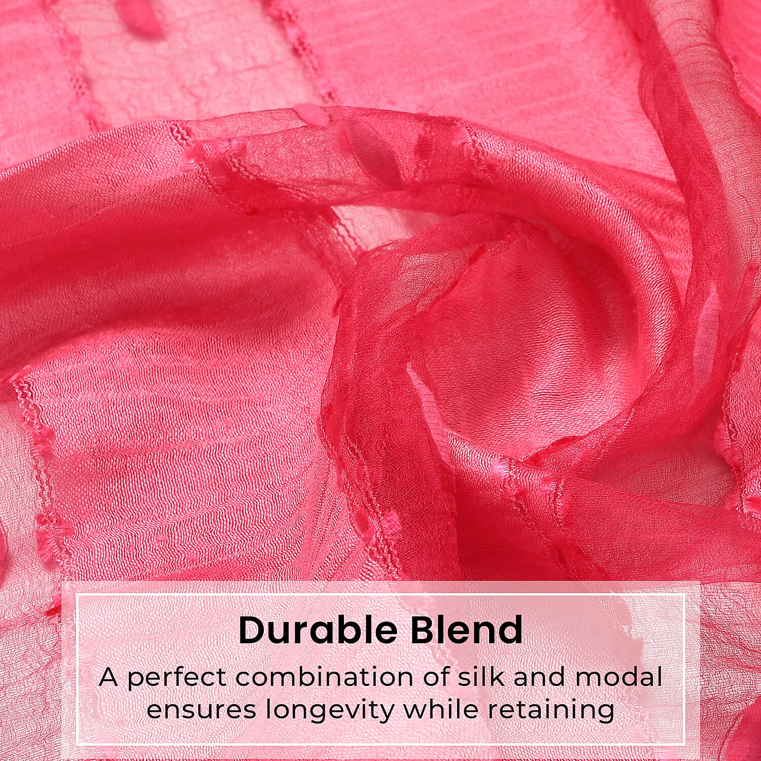 30% Silk and Modal Printed Scarf (Size - One Size) - Pink