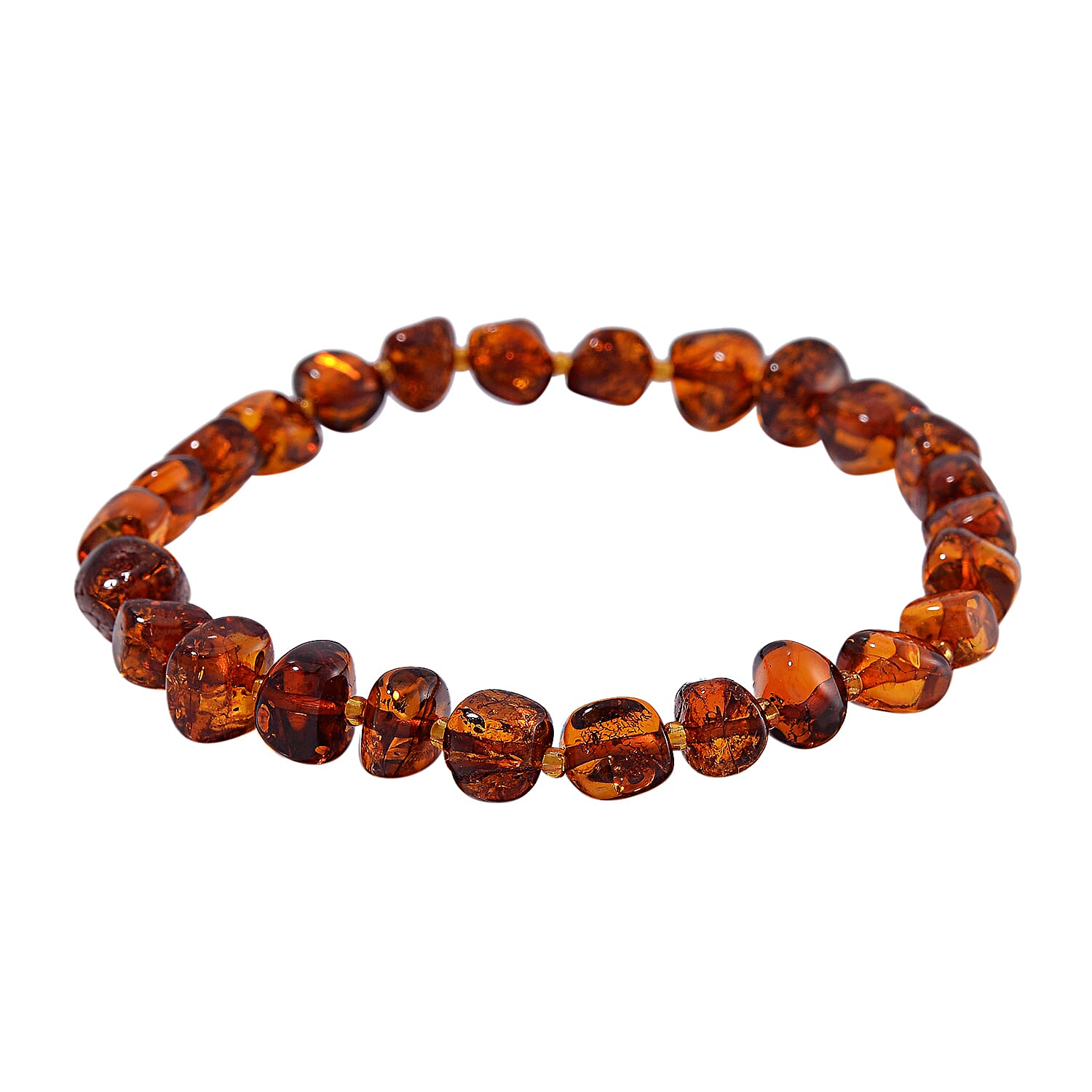Orange Baltic Amber Stretchable Bracelet (Size 7-10) 30.0 Ct.