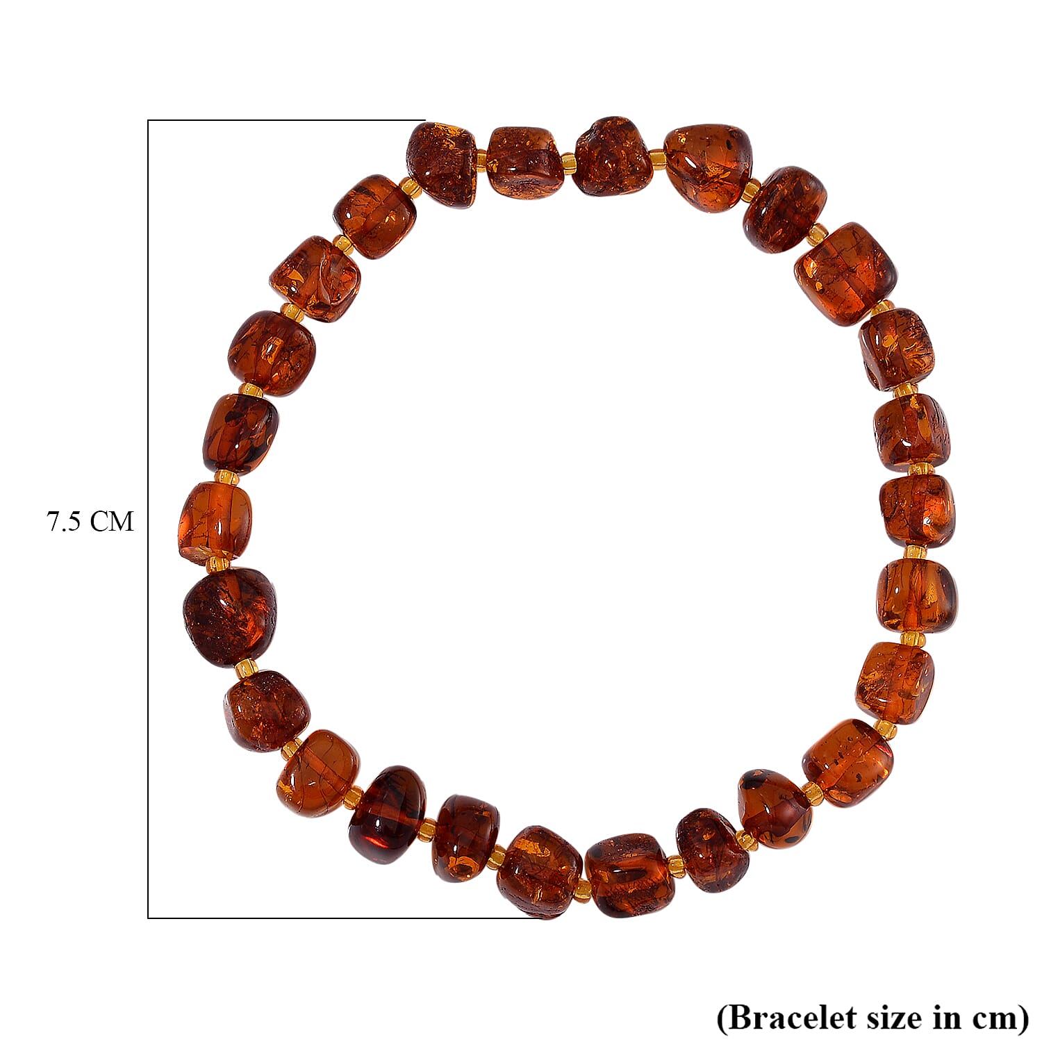 Orange Baltic Amber Stretchable Bracelet (Size 7-10) 30.0 Ct.