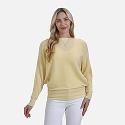 Tamsy Cotton Blend Boat Neck Bat Sleeve Jumper (One Size)