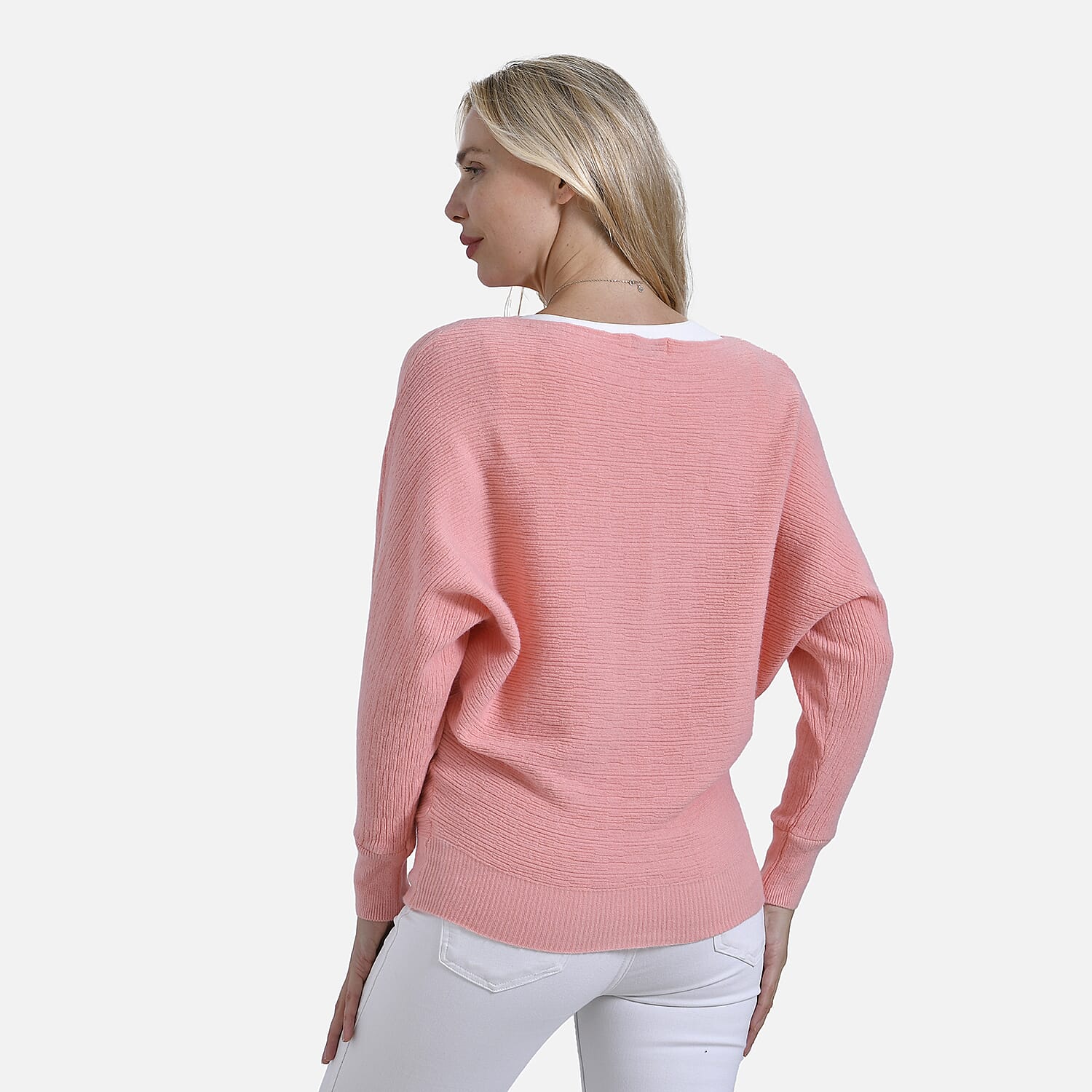 Tamsy Cotton Blend Boat Neck Bat Sleeve Jumper (One Size)