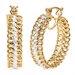 White Diamond Full Hoop Earring Pure Yellow Brass