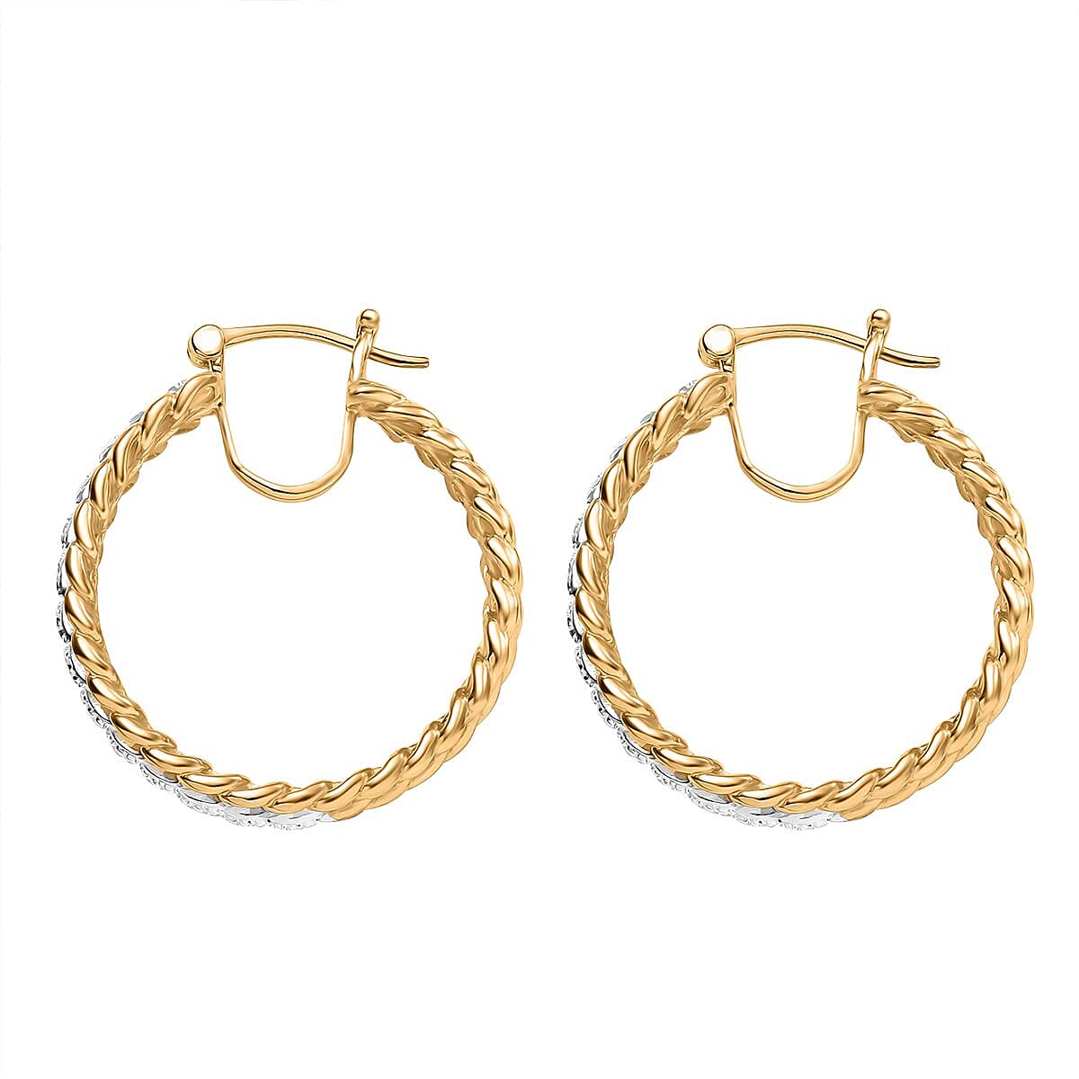 White Diamond Full Hoop Earring Pure Yellow Brass White Diamond Full Hoop Earring Pure Yellow Brass