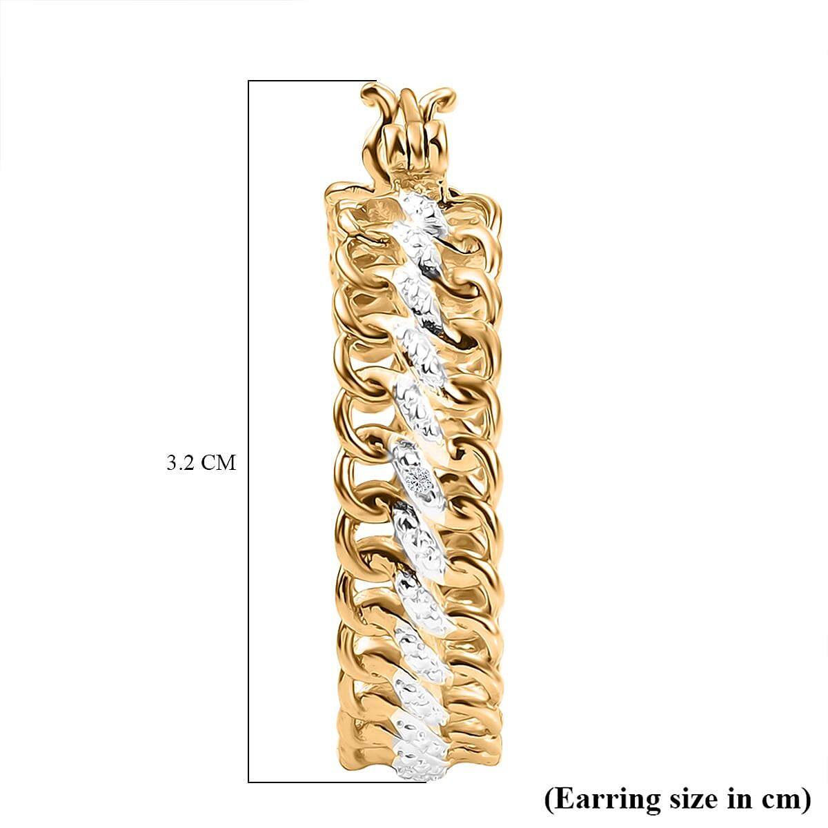 White Diamond Full Hoop Earring Pure Yellow Brass White Diamond Full Hoop Earring Pure Yellow Brass