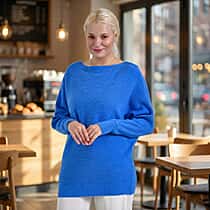 Tamsy Boat Neck Batwing Sleeve Jumper (One Size 8-18) - Navy