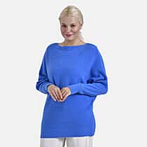 Tamsy Boat Neck Batwing Sleeve Jumper (One Size 8-18) - Navy