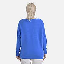 Tamsy Boat Neck Batwing Sleeve Jumper (One Size 8-18) - Navy