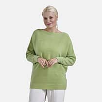 Tamsy Cotton Boat Neck Jumper (Size Up to 20) - Green