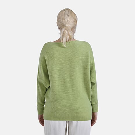 Tamsy Cotton Boat Neck Jumper (Size Up to 20) - Green