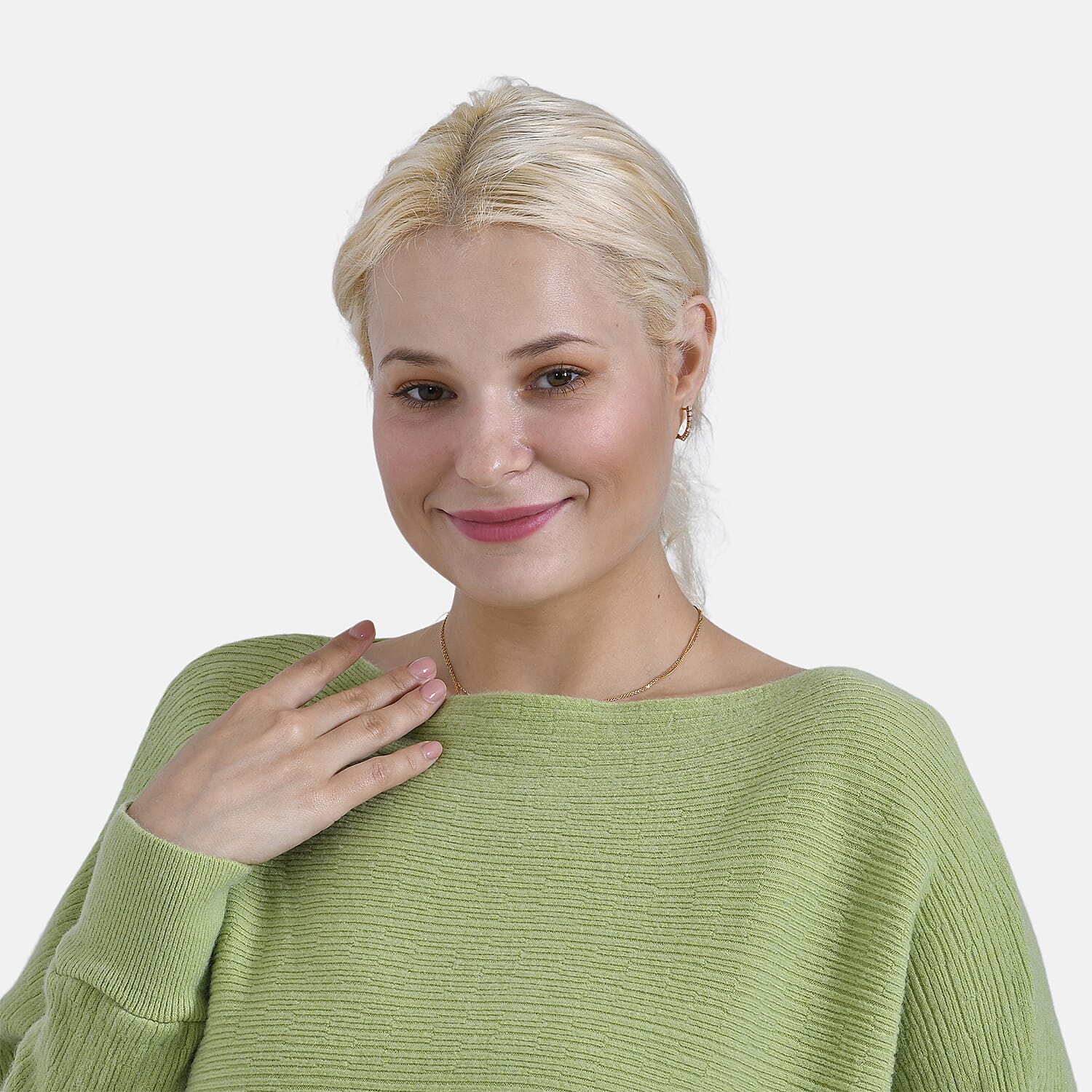 Tamsy Cotton Boat Neck Jumper (Size Up to 20) - Green